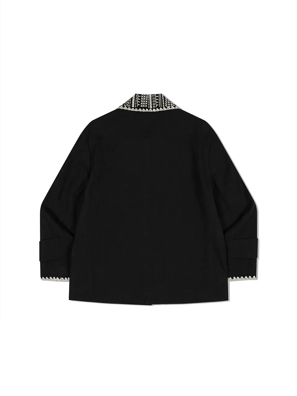 Sleeve cuff detail of FRITUR Embroidery Collar Jacket in Black
