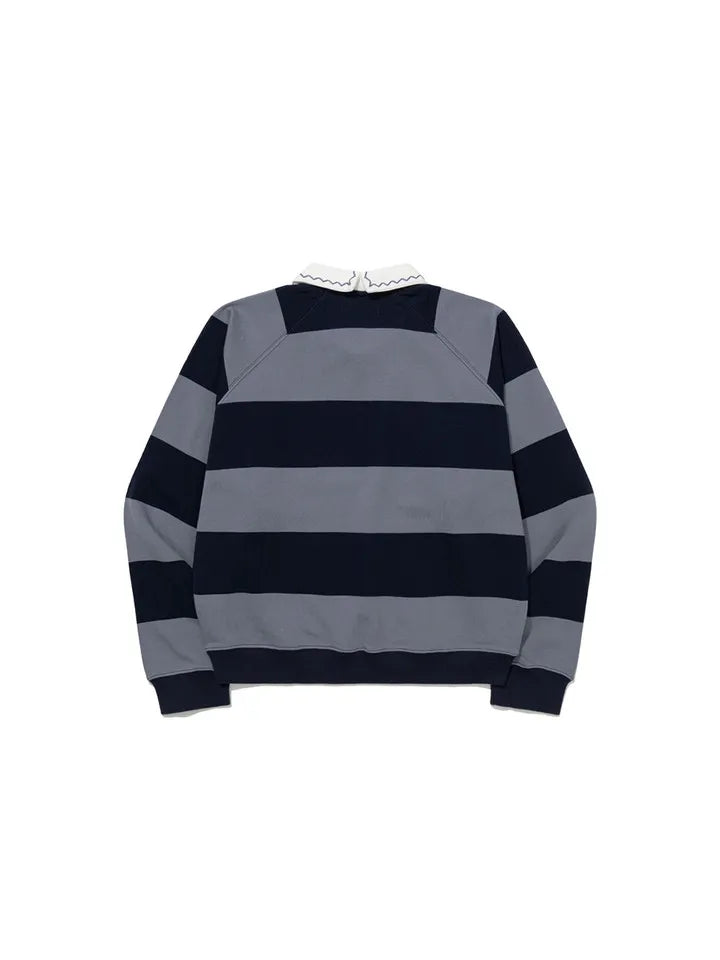 FRITUR Embroidery Round Collar Sweatshirt in Light Blue back view