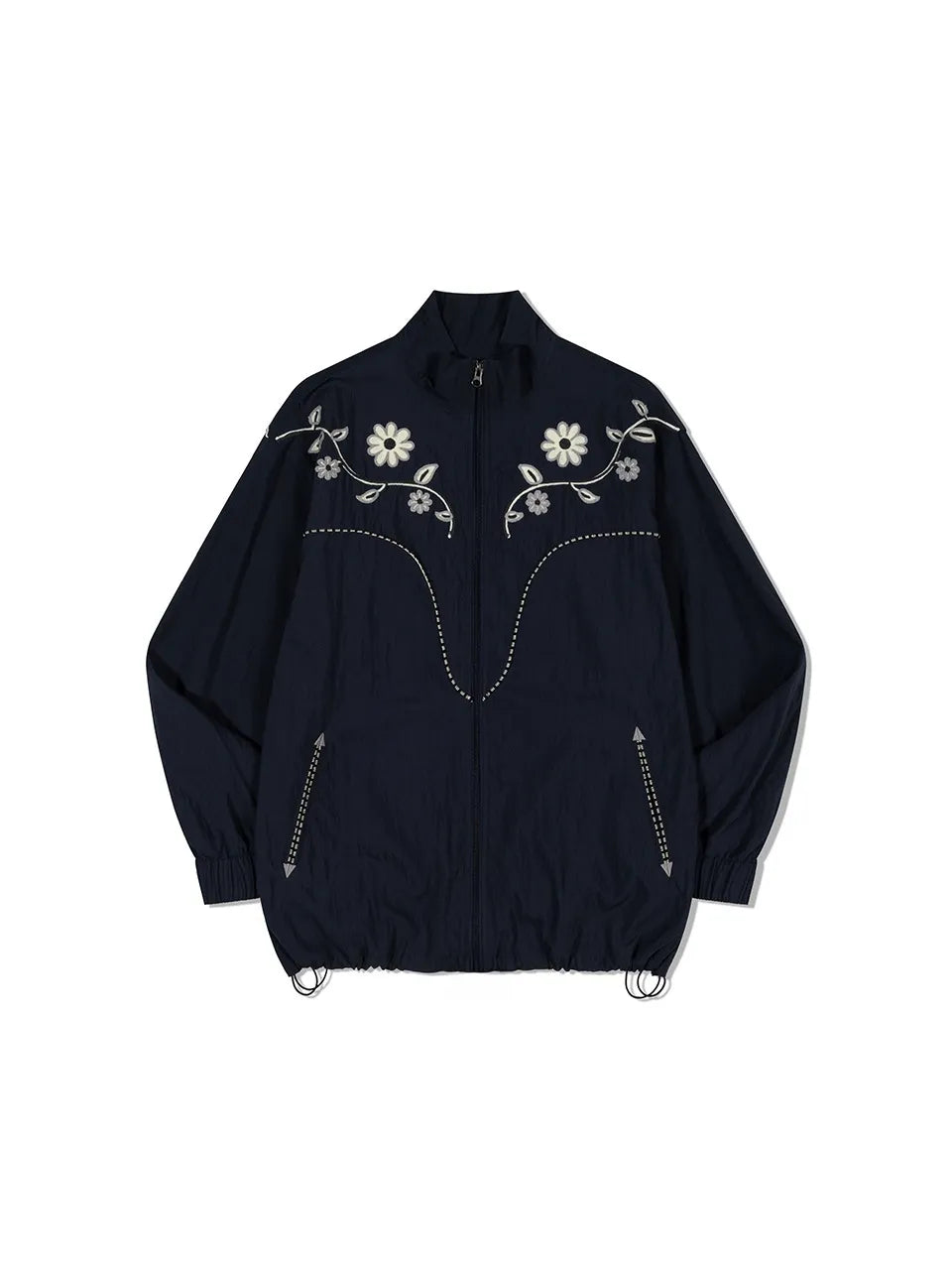 FRITUR Embroidery Western Windbreaker in Navy