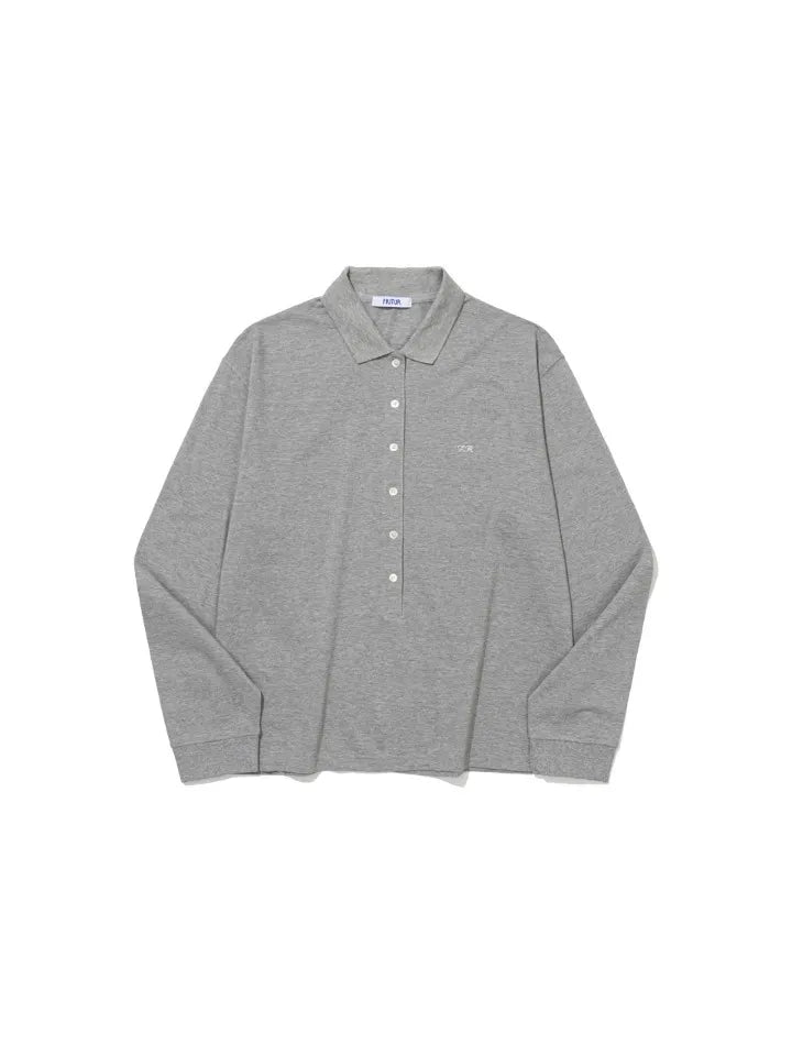 FRITUR Languid Pique Shirt in Grey front view