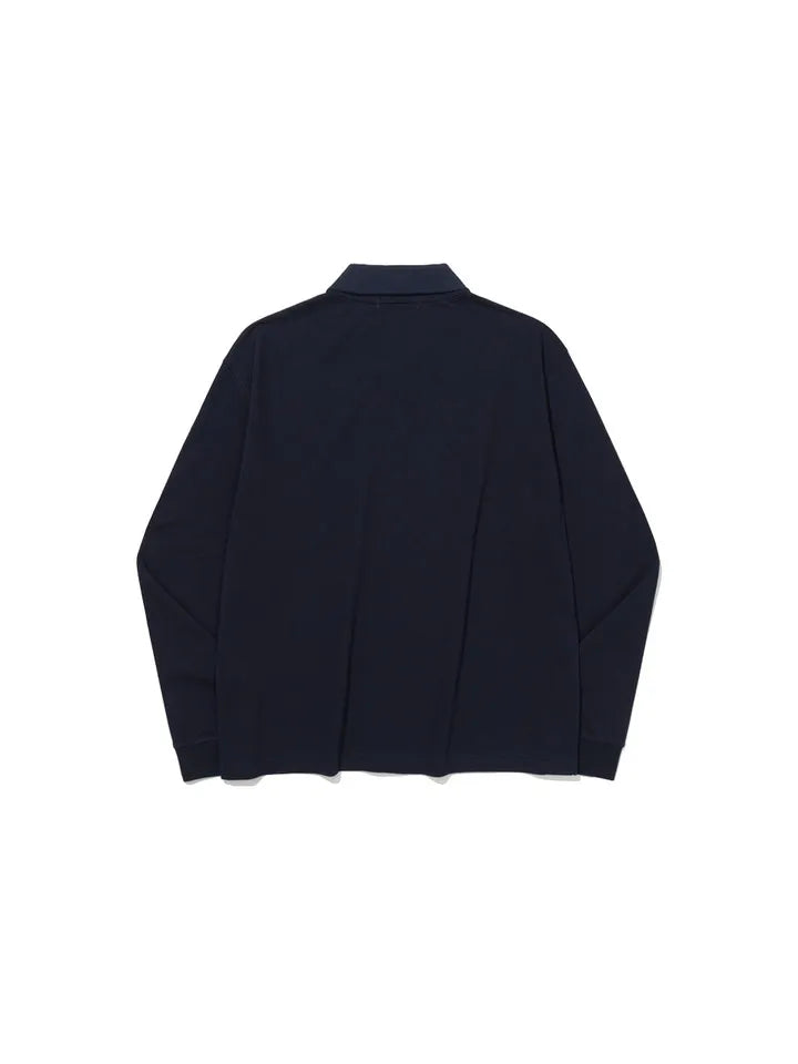 FRITUR Languid Pique Shirt in Navy back view