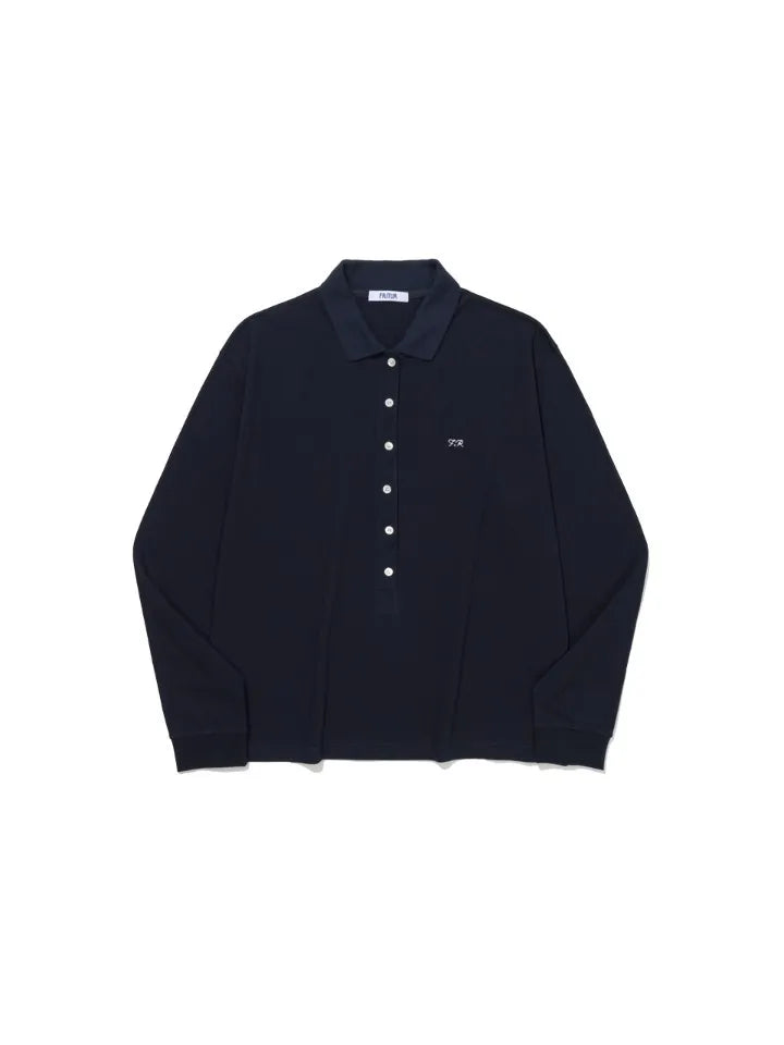 FRITUR Languid Pique Shirt in Navy front view