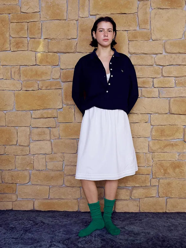 Full outfit featuring FRITUR Languid Pique Shirt in Navy