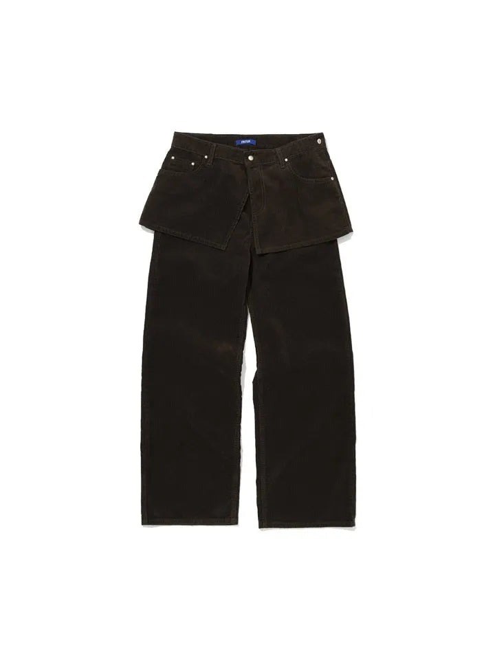 FRITUR Layered Corduroy Pants in Khaki