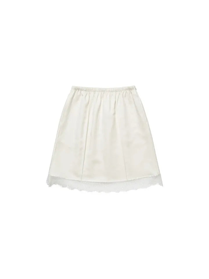 FRITUR Pintuck Satin Midi Skirt in White back view