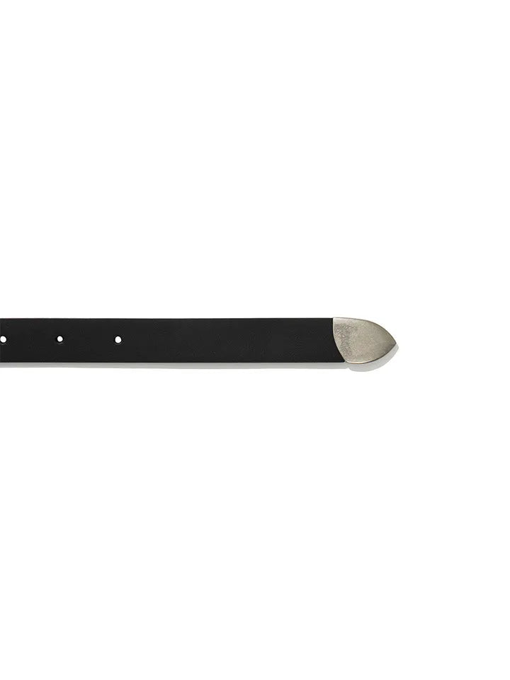 Detail of FRITUR black stud leather belt
