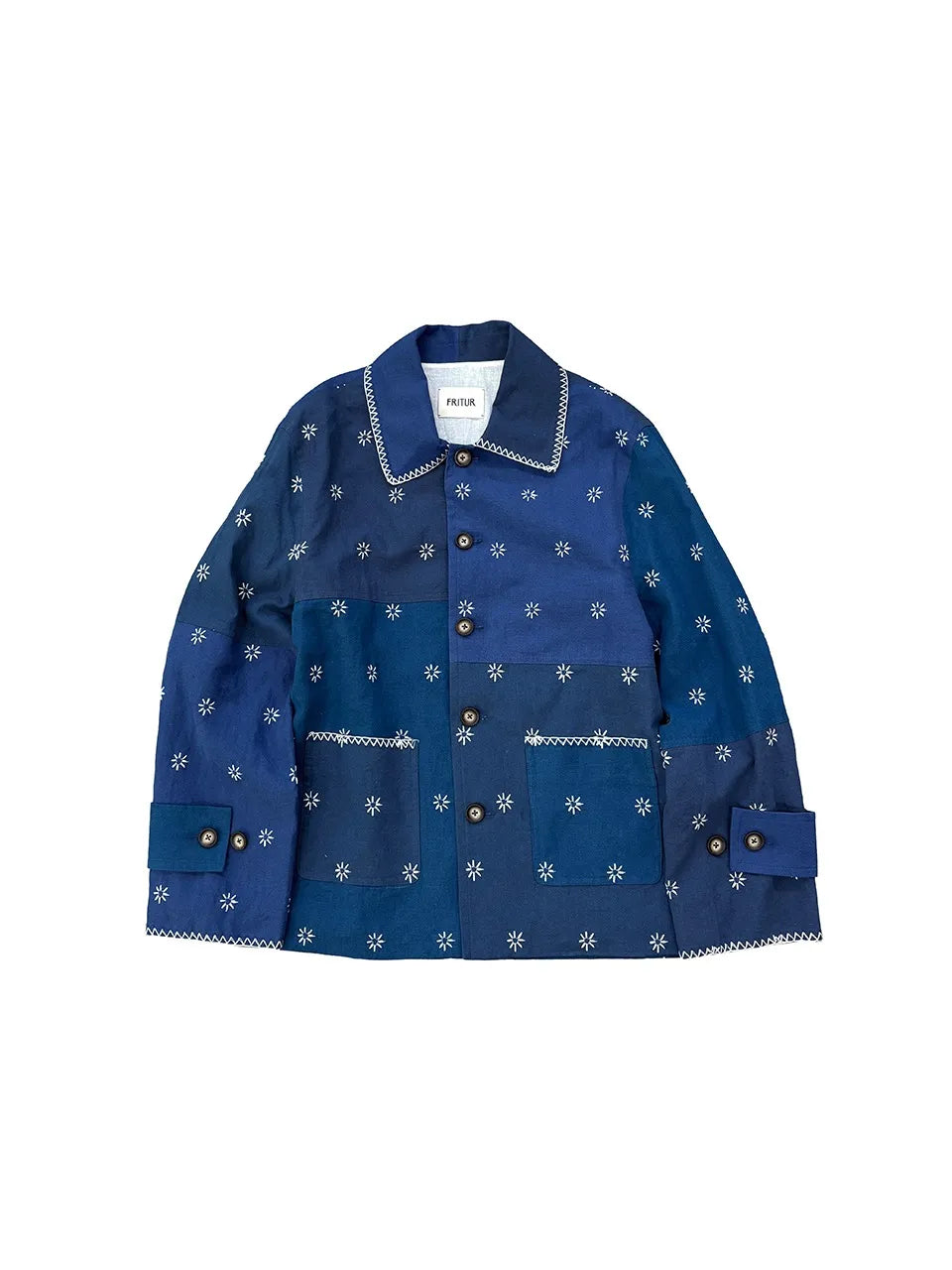 FRITUR The KYOTO Patchwork Jacket in Blue