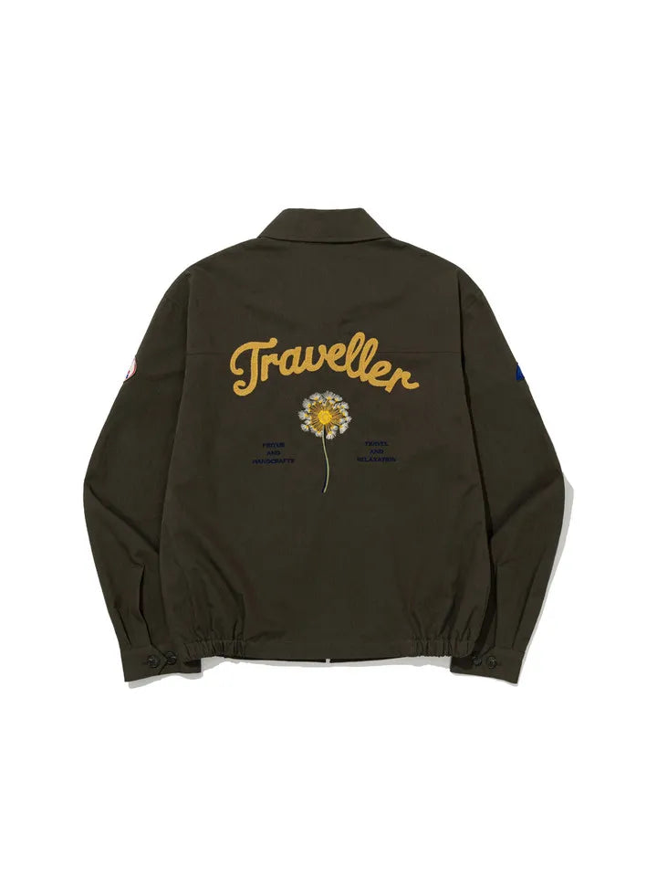 FRITUR Traveller Bomber Jacket in Khaki back view