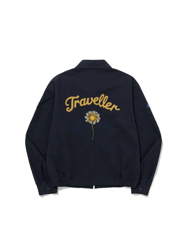 FRITUR Traveller Bomber Jacket in Navy back view