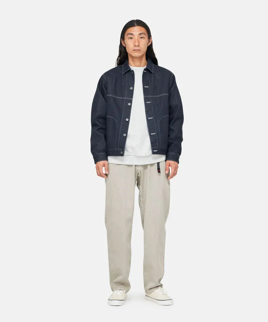 Model wearing Gramicci Meadows Ranch Jacket in Raw Rinse