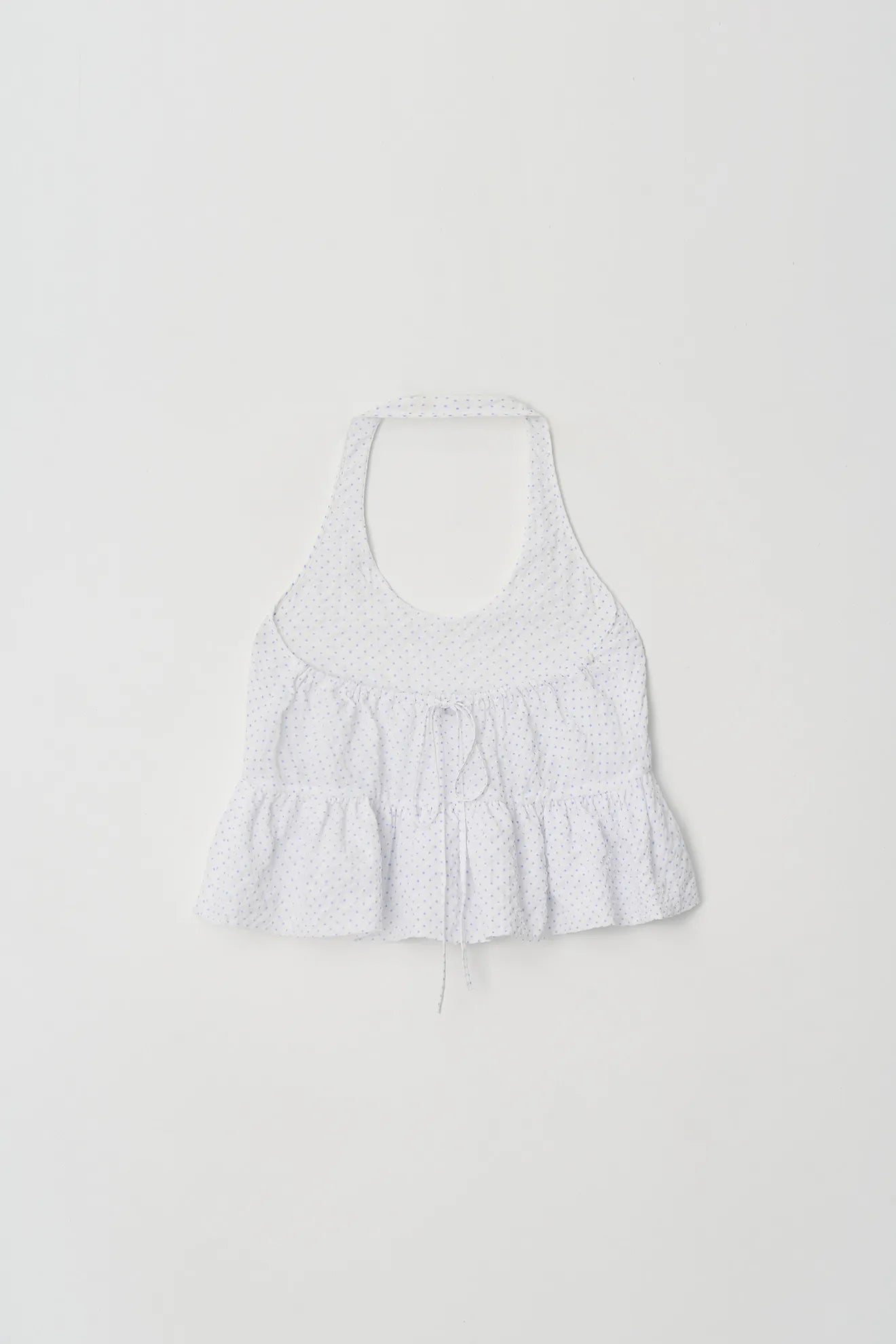 Flat view of Halterneck Peplum Blouse in White