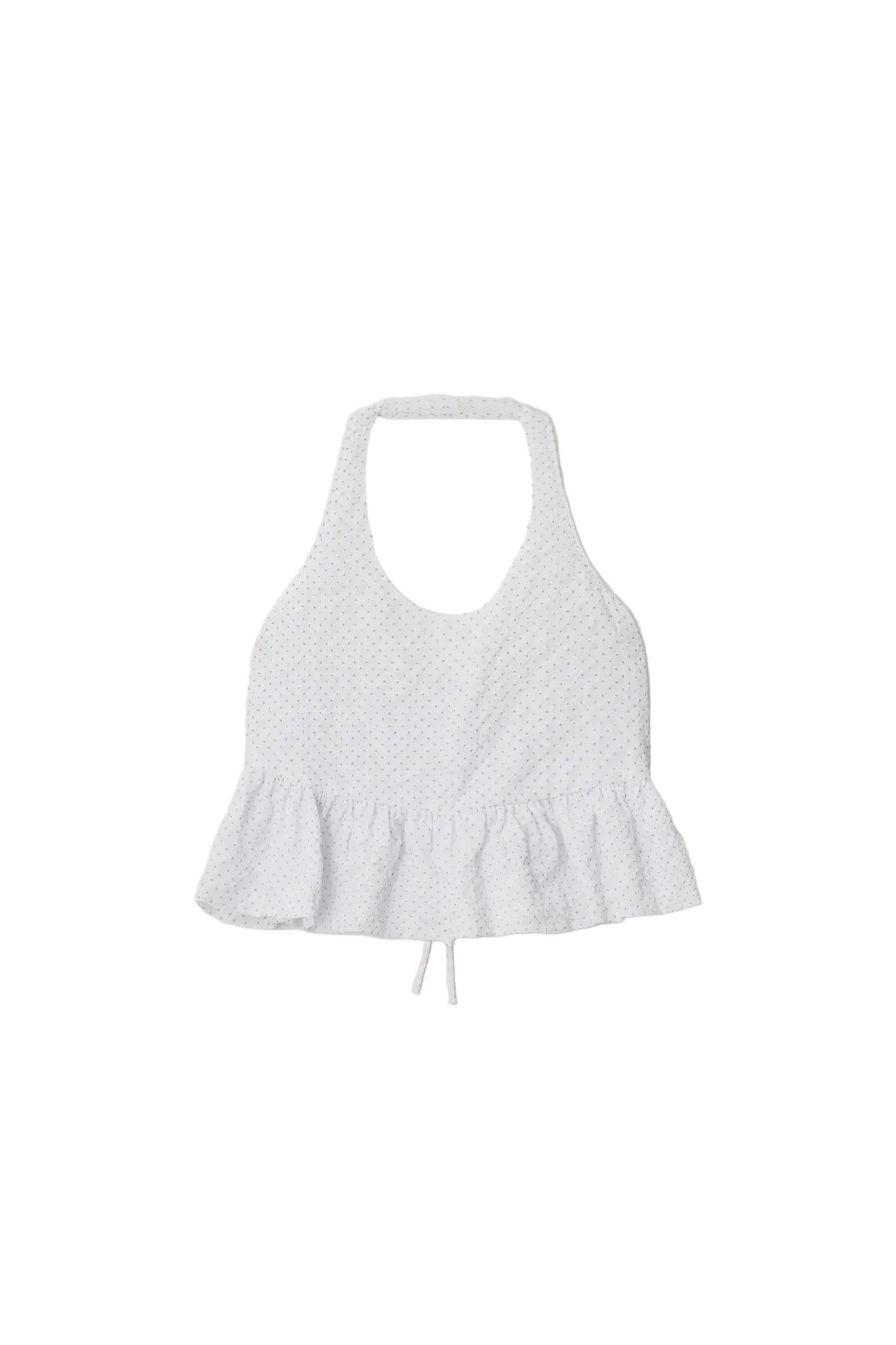 Halterneck Peplum Blouse in White