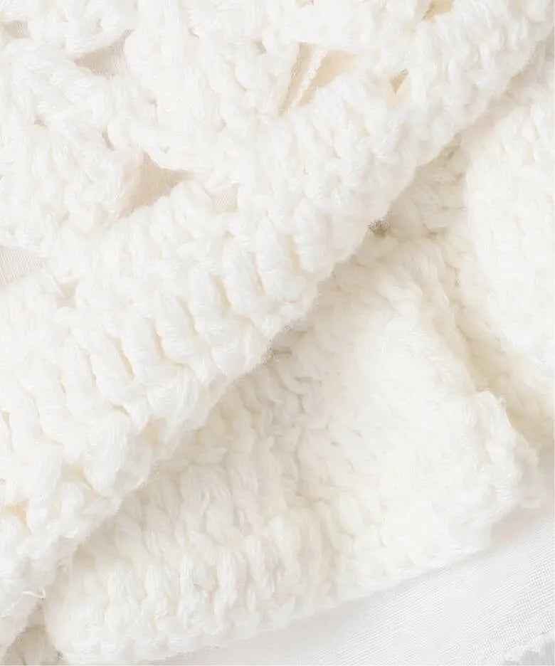 Hand-Knitted Frill Bustier in Ivory