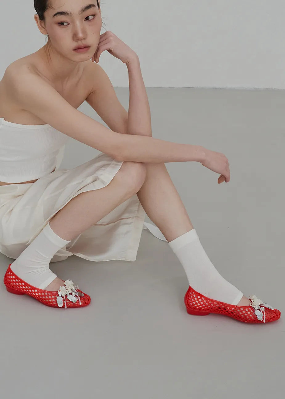 Heavenly Jelly Allure Summer Red Shoes worn