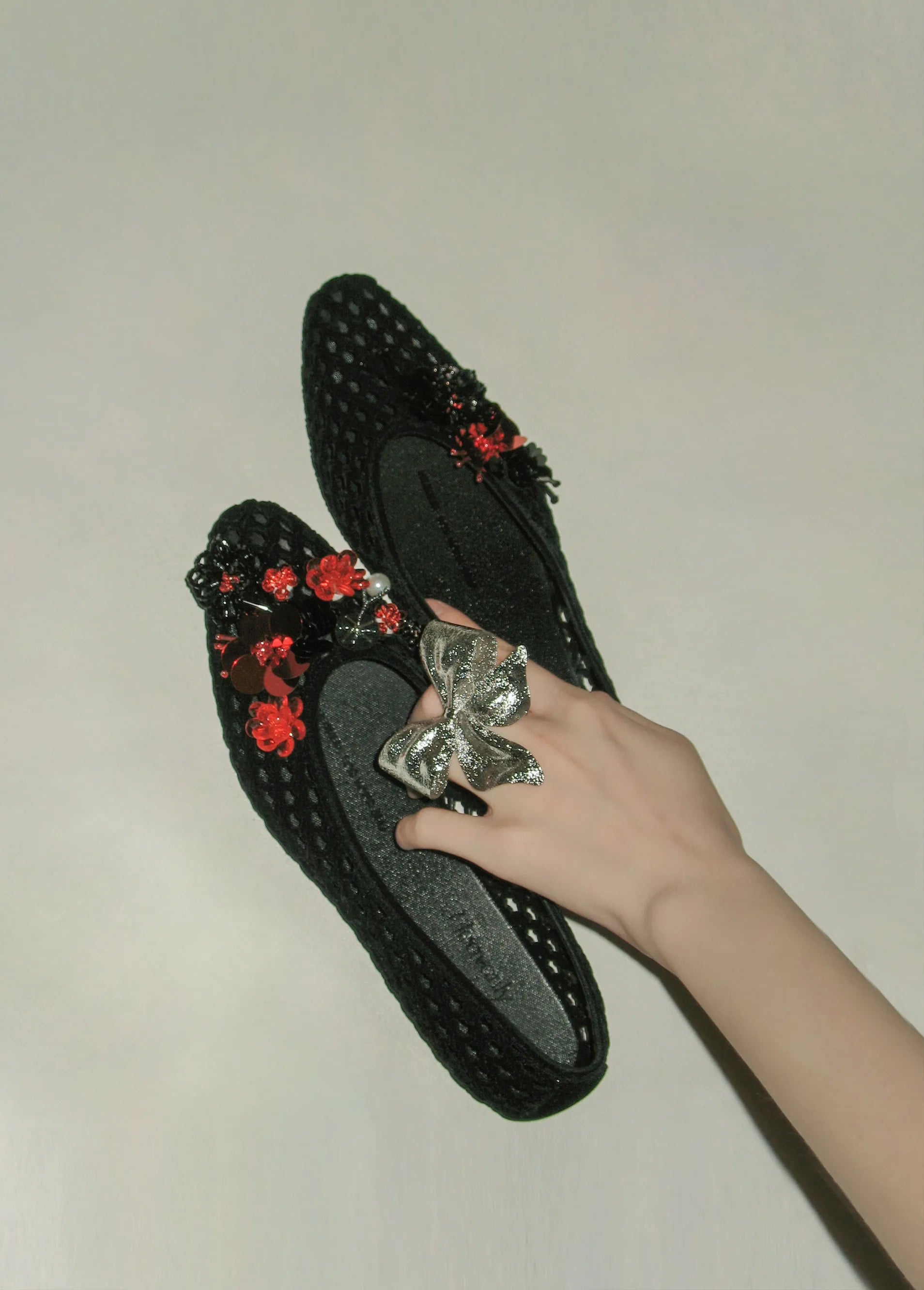 Close-up of Heavenly Jelly Totzpping 11662 Red attached to shoes