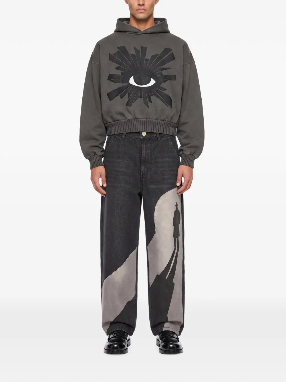 House Of Errors All Seeing Eye Patch Hoodie Sable full outfit view