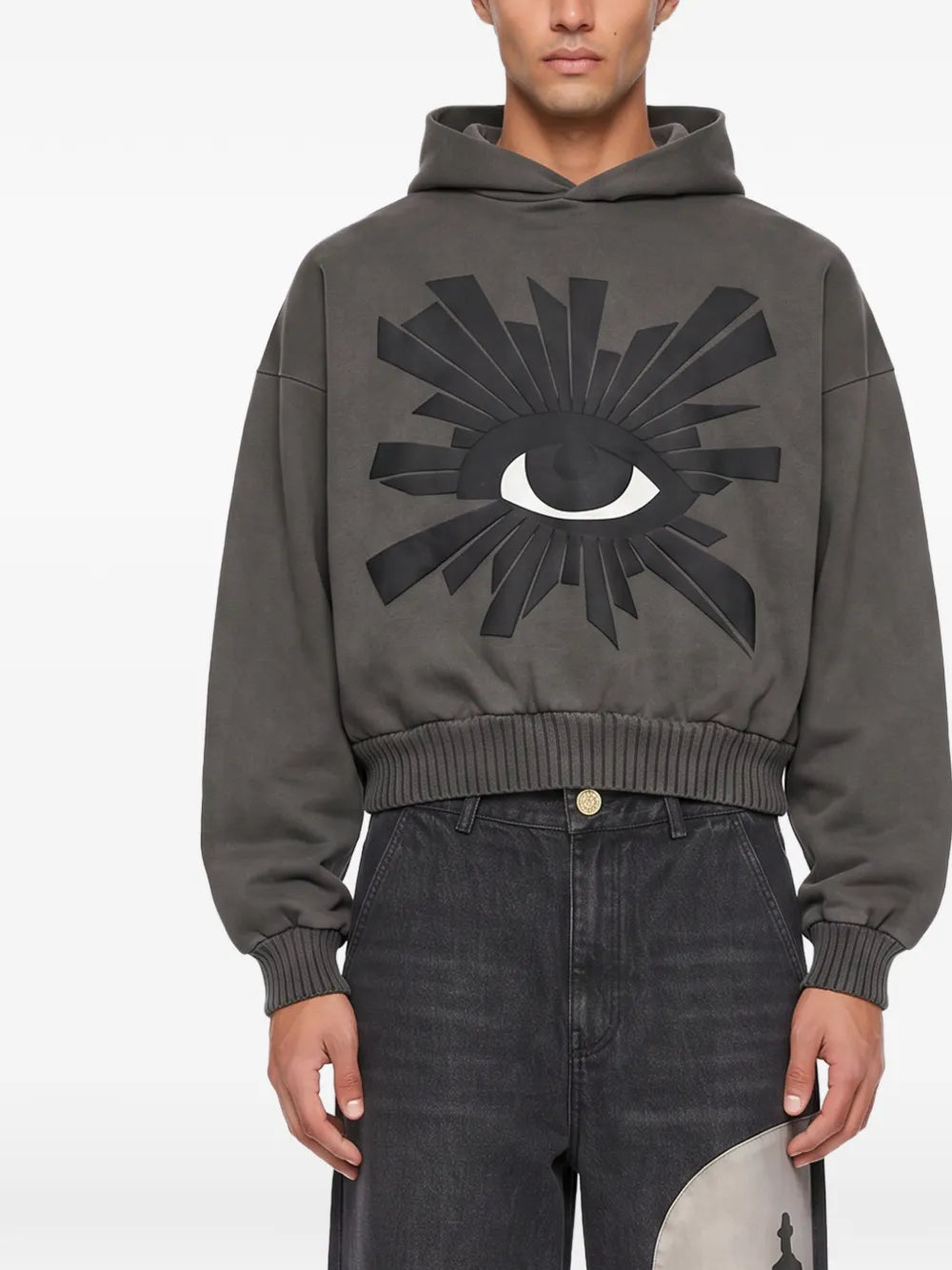 House Of Errors All Seeing Eye Patch Hoodie Sable worn by model