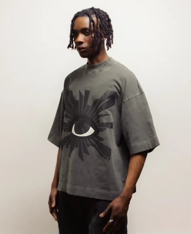 House Of Errors All Seeing Heavyweight Tee Sable worn by model side view