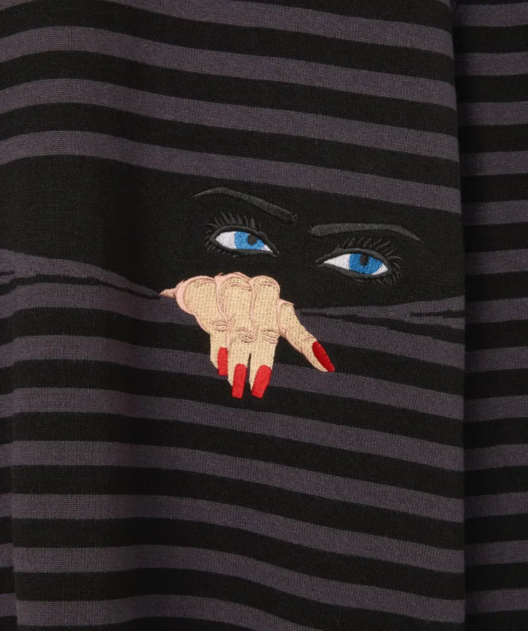 House Of Errors Knitted Peeping Rugby Grey Black peeping detail