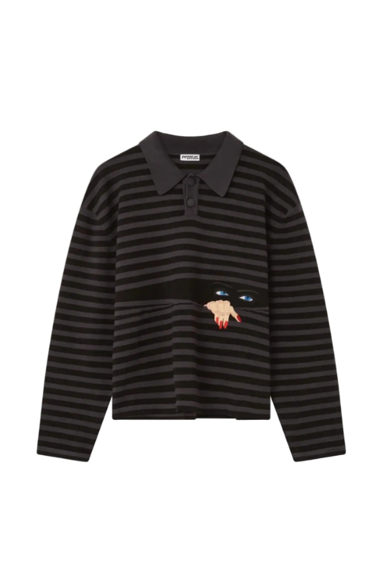 House Of Errors Knitted Peeping Rugby Grey Black front view