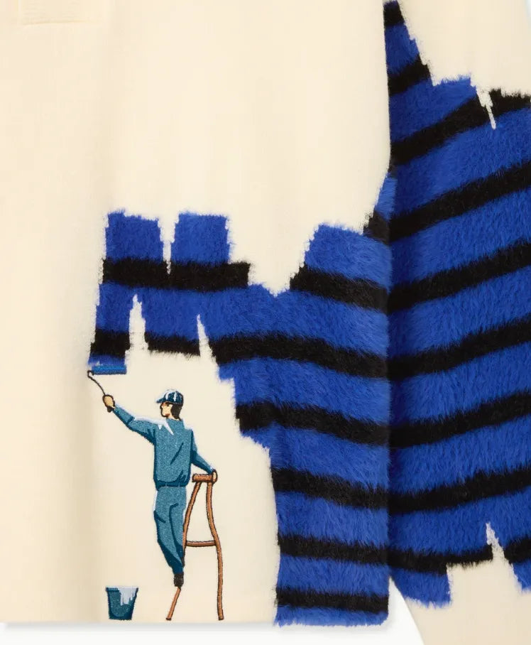 House Of Errors Knitted Wall Painter Rugby Cream Striped knit detail