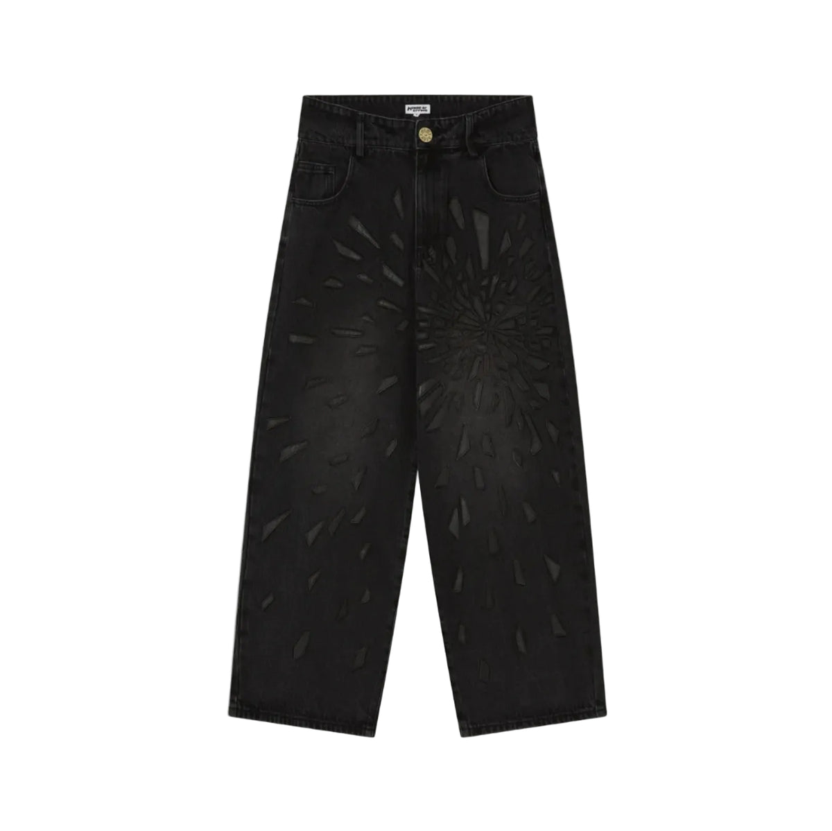 House Of Errors Smashed Leather Glass Jeans Washed Black front view