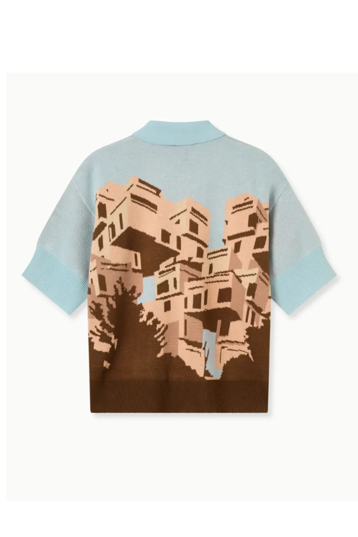 House Of Errors The Apartments Knitted Polo Blue back view