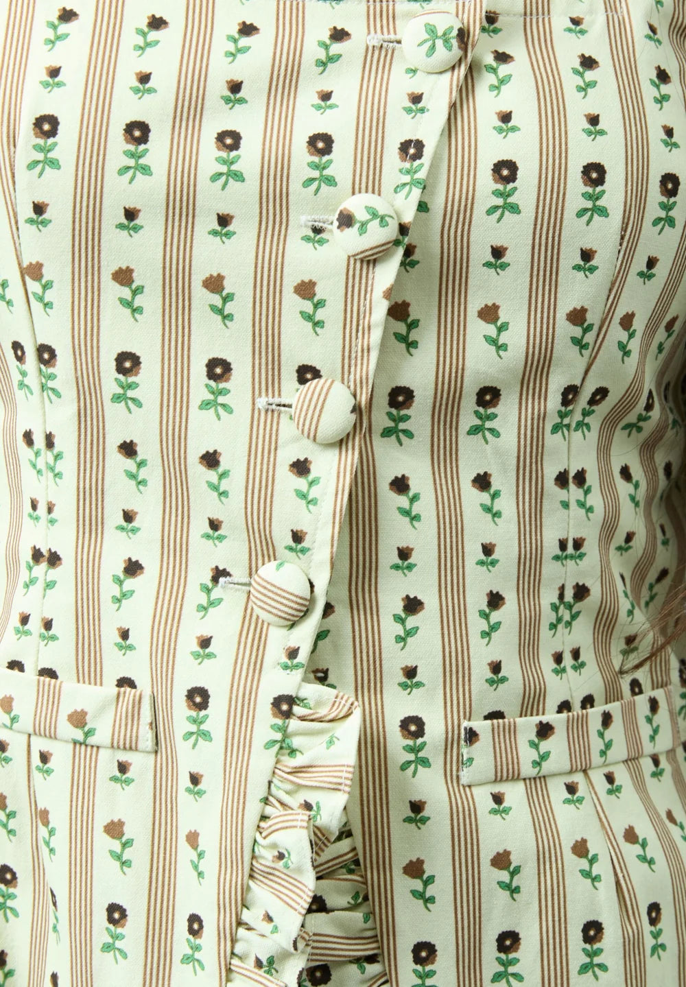 Floral print detail of House of Sunny Vintage Rose Top in Oat