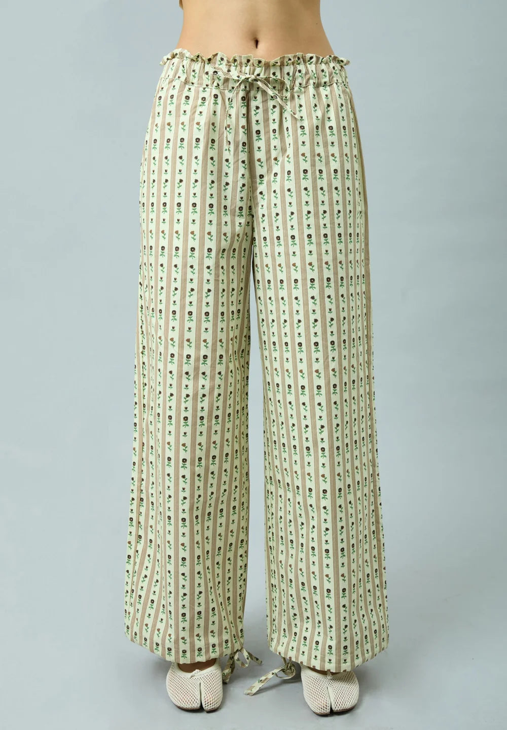 Front view of House of Sunny Vintage Rose Trouser in Oat