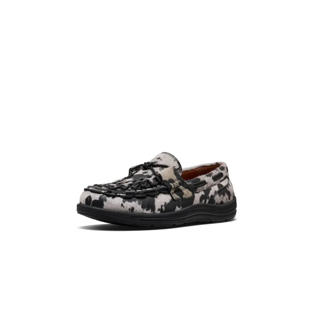 Profile view of Keen Uneek Loafer in Nocturnal Cow Black