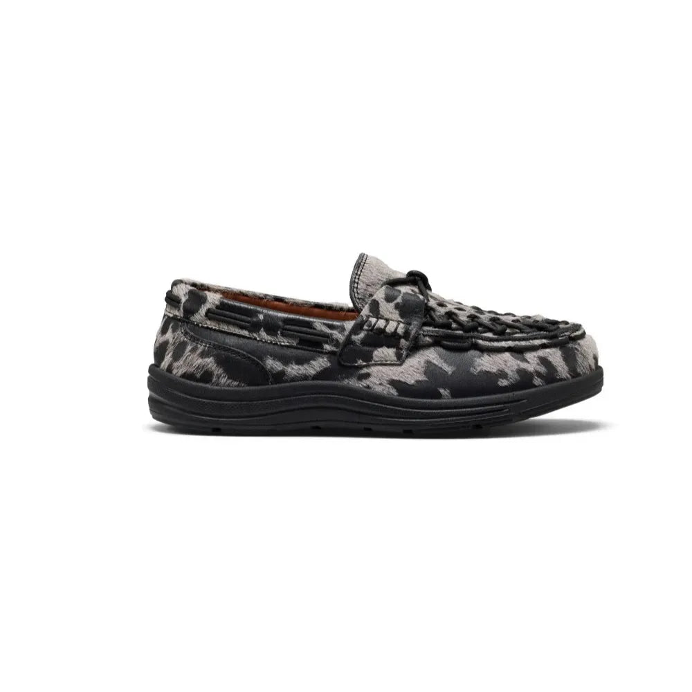 Side view of Keen Uneek Loafer in Nocturnal Cow Black