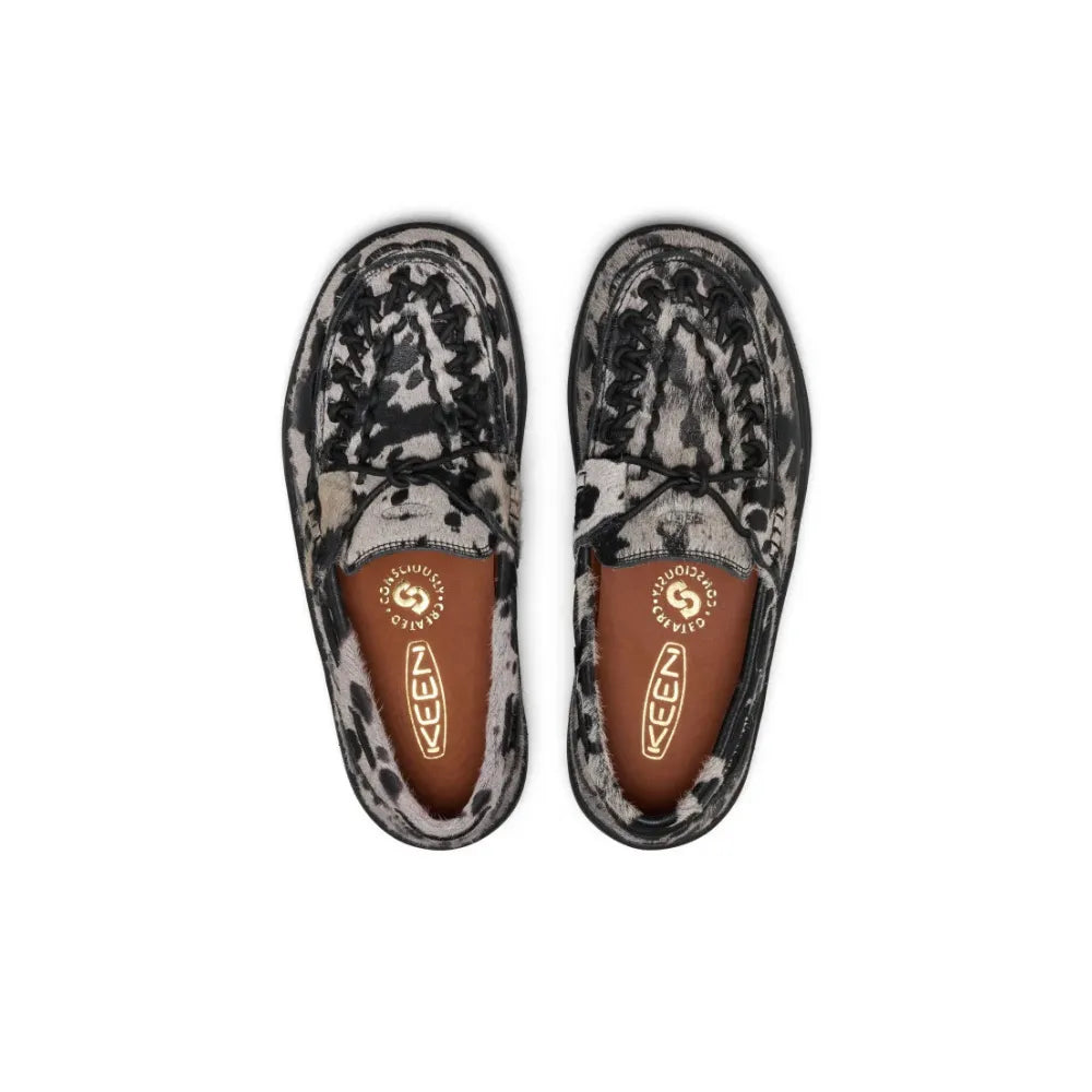 Side view of Keen Uneek Loafer in Nocturnal Cow Black