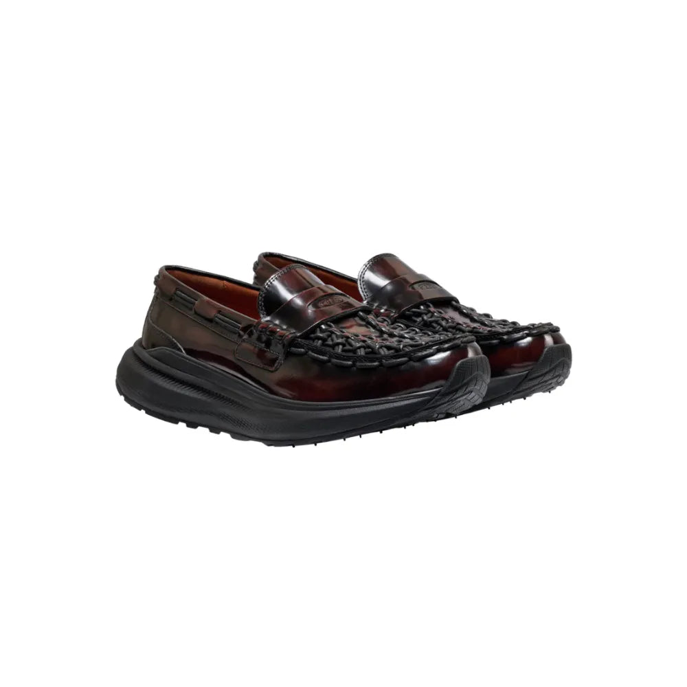 Keen UNEEK Loafer WK in Cordovan with woven leather upper