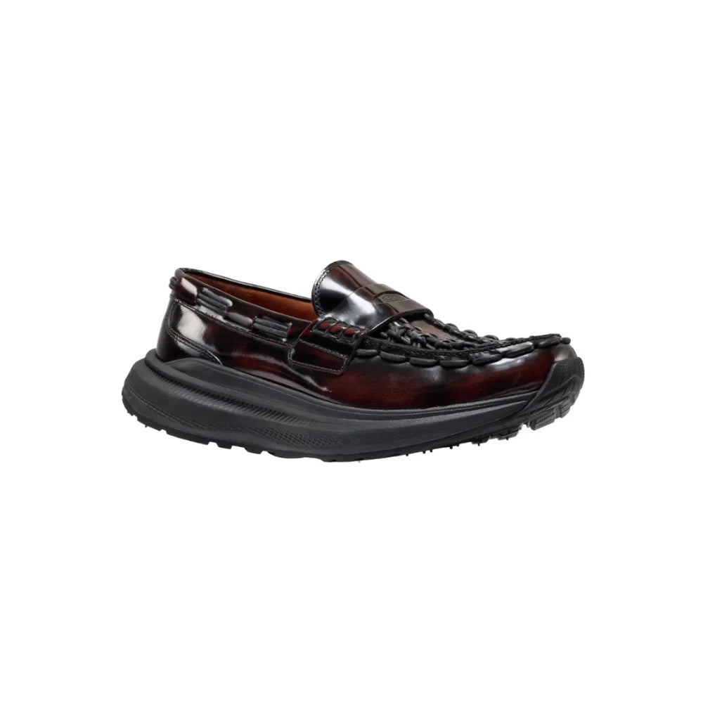 Side view of Keen UNEEK Loafer WK in Cordovan
