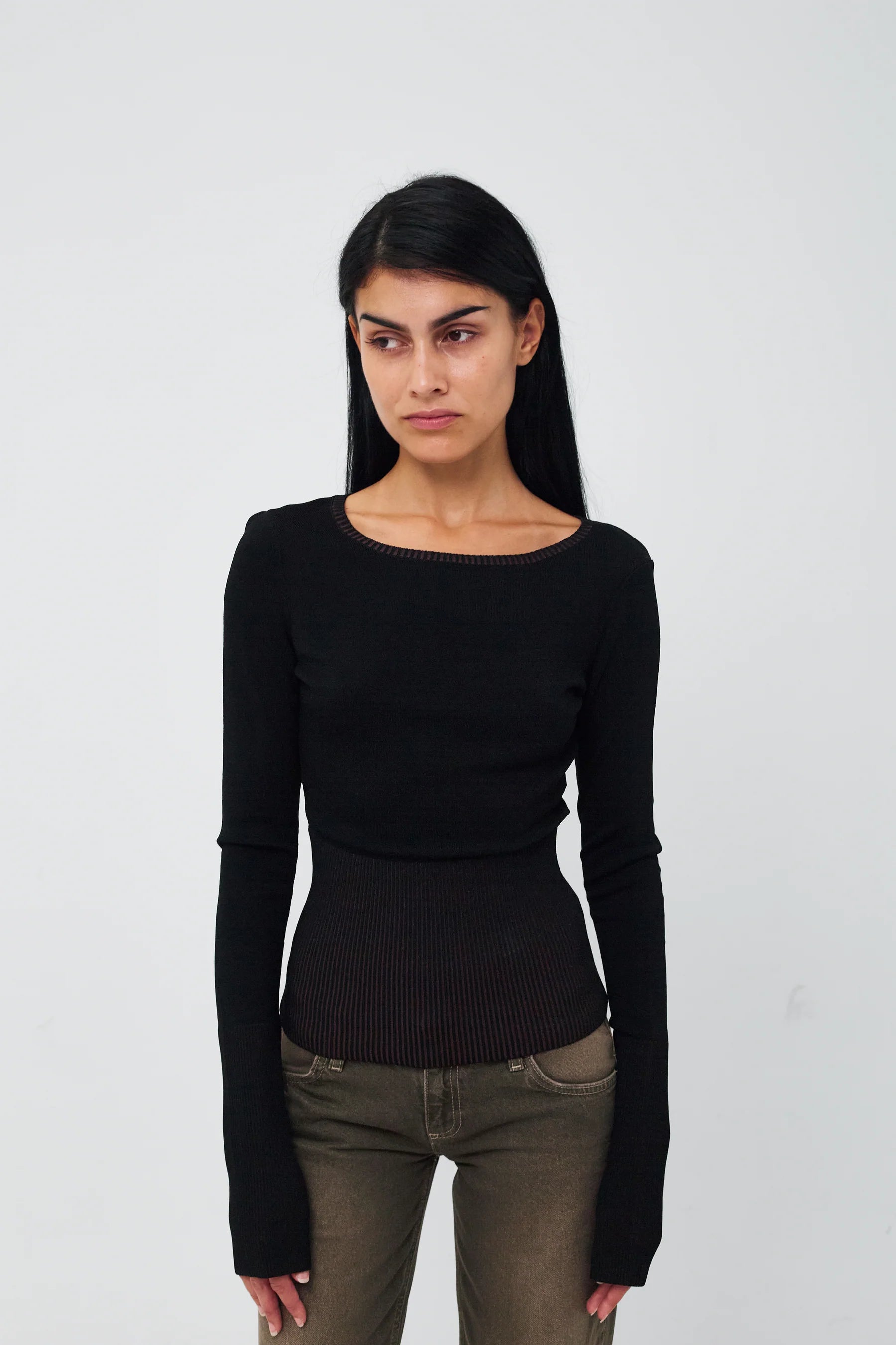 Kernemilk Gardenia Blouse in Dark Brown worn