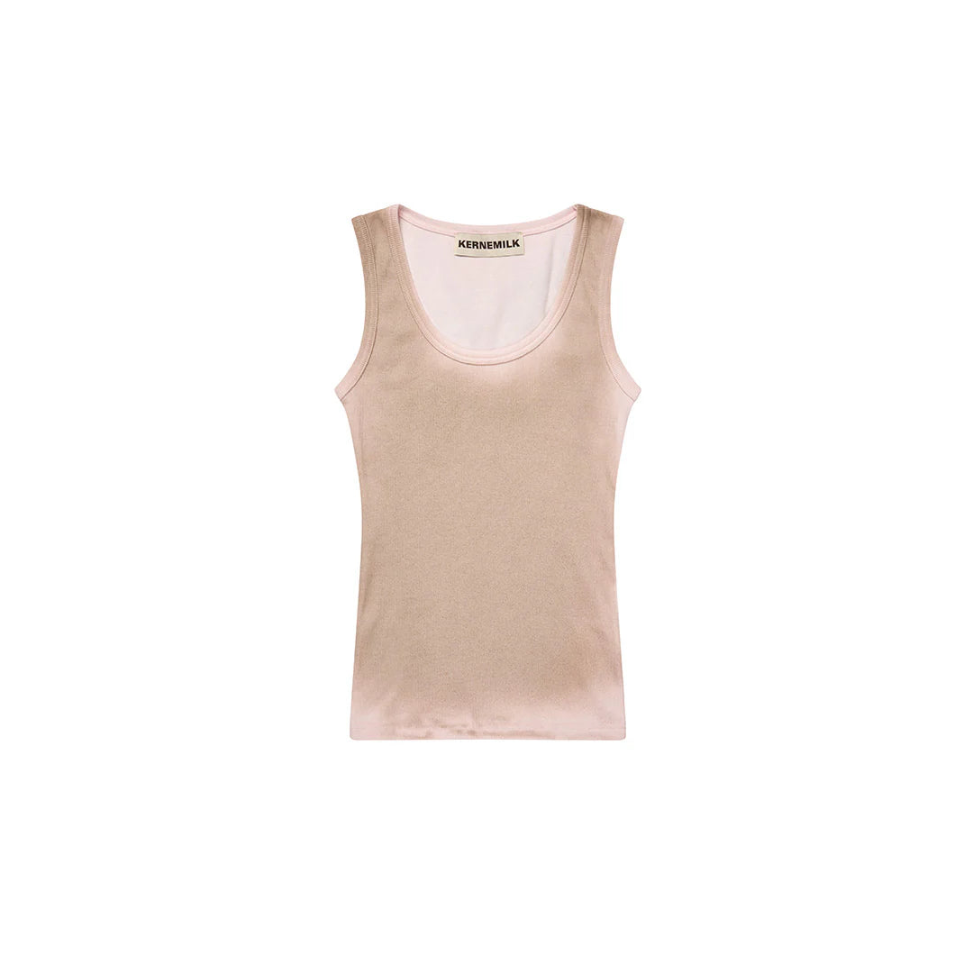 Kernemilk Lua tank top light pink sand front flat lay organic cotton fitted top