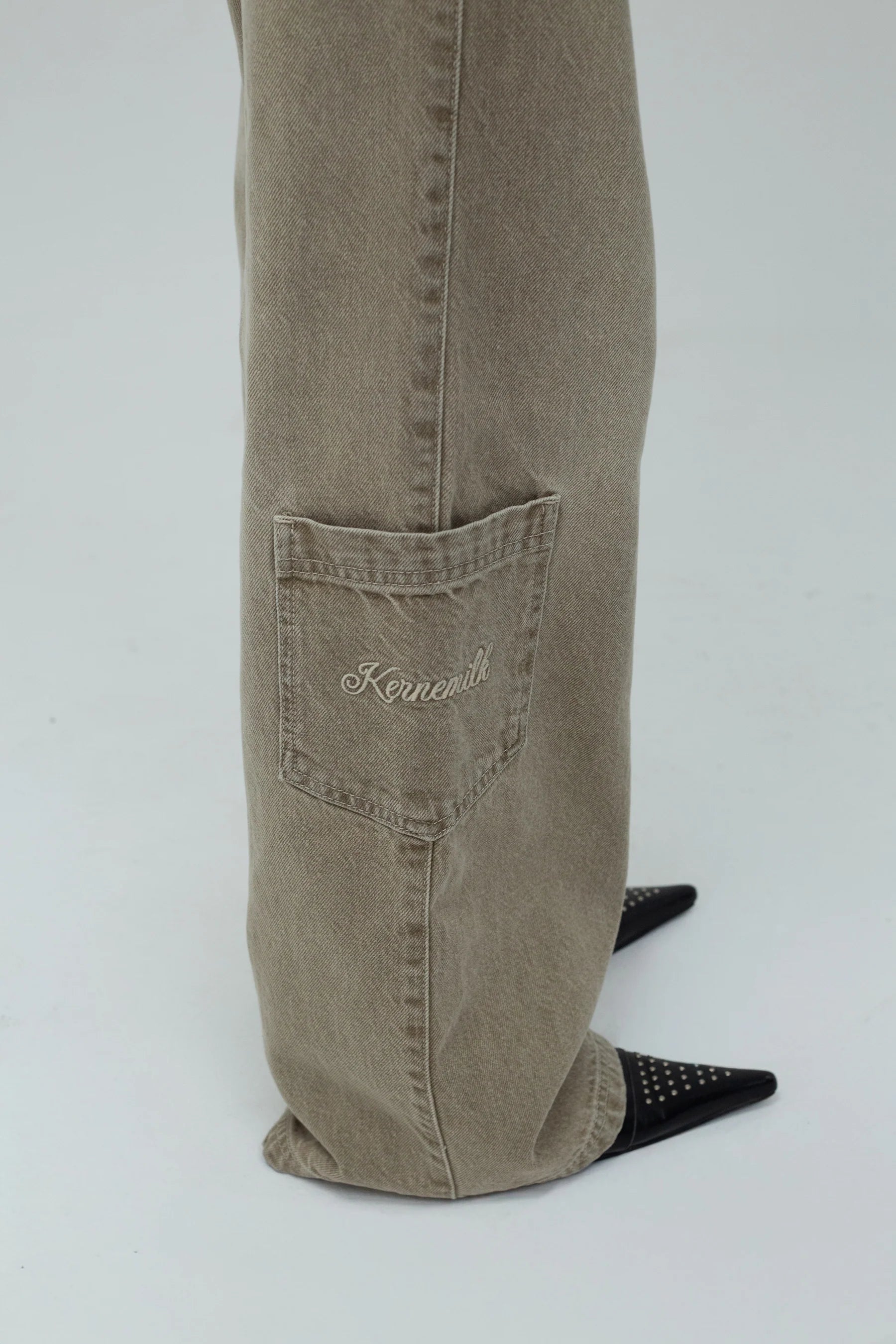 Kernemilk Mia Jeans back view wide leg denim sand tone