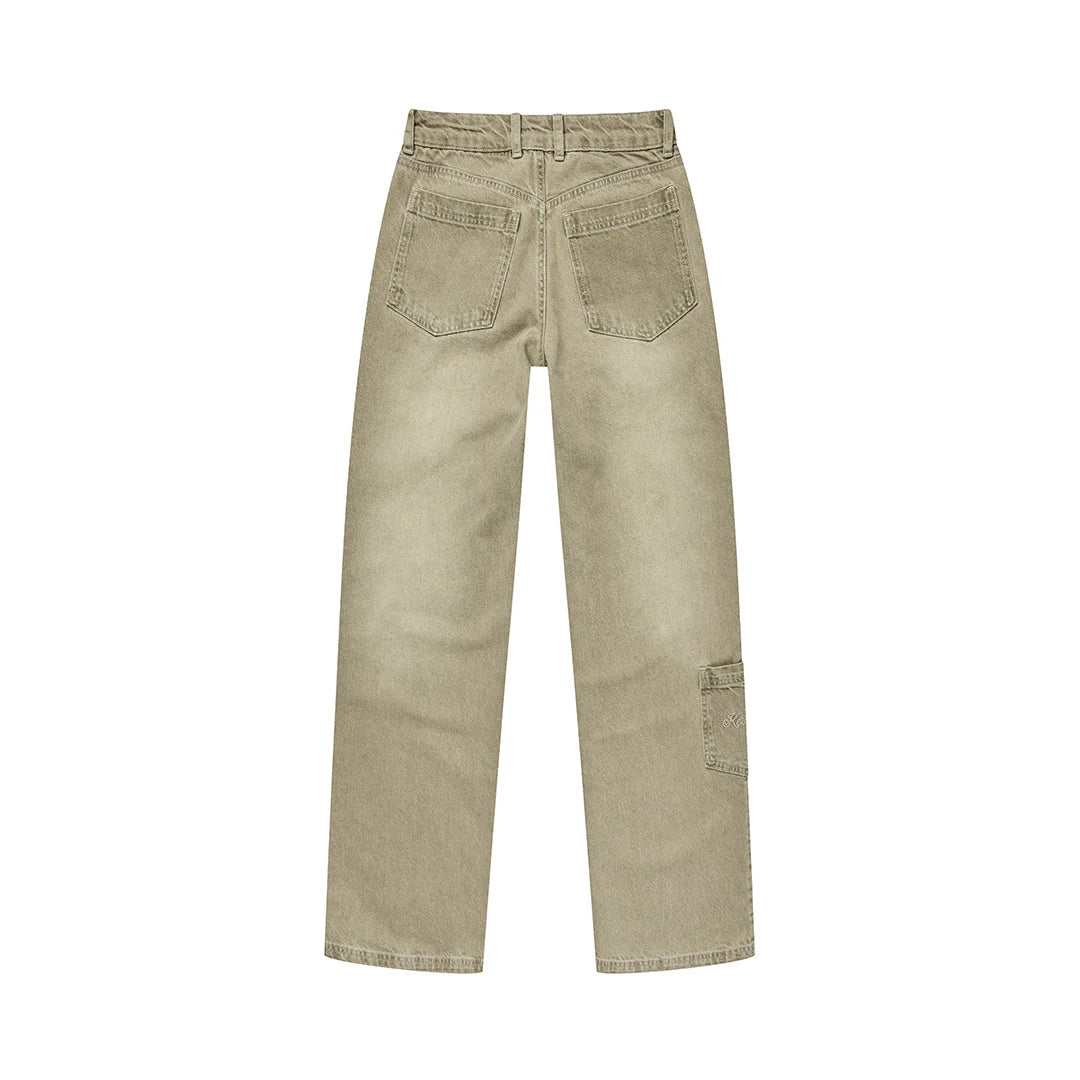 Sand wide leg jeans asymmetric pocket detail by Kernemilk Mia Jeans