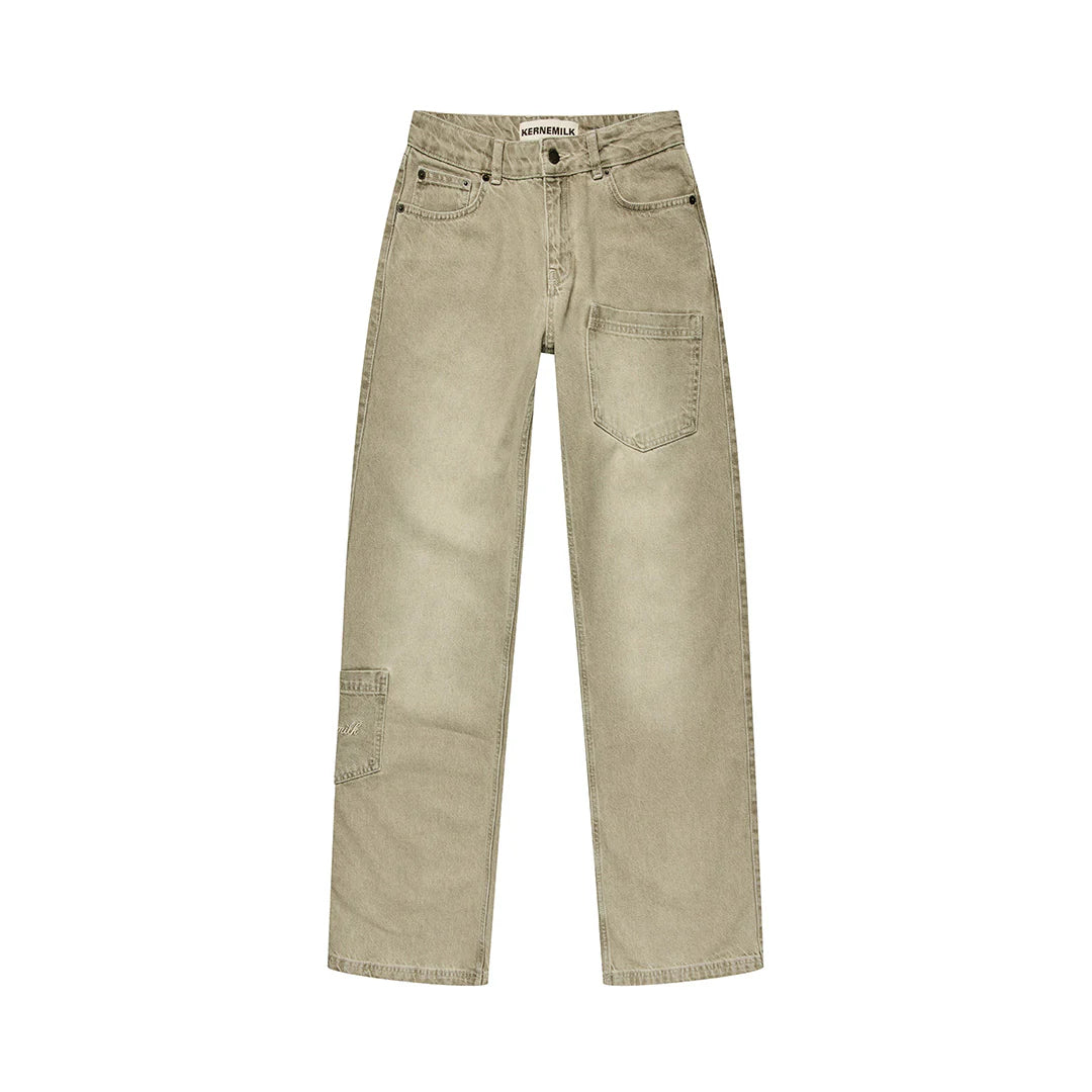 Kernemilk Mia Jeans sand wide leg organic cotton mid waist denim