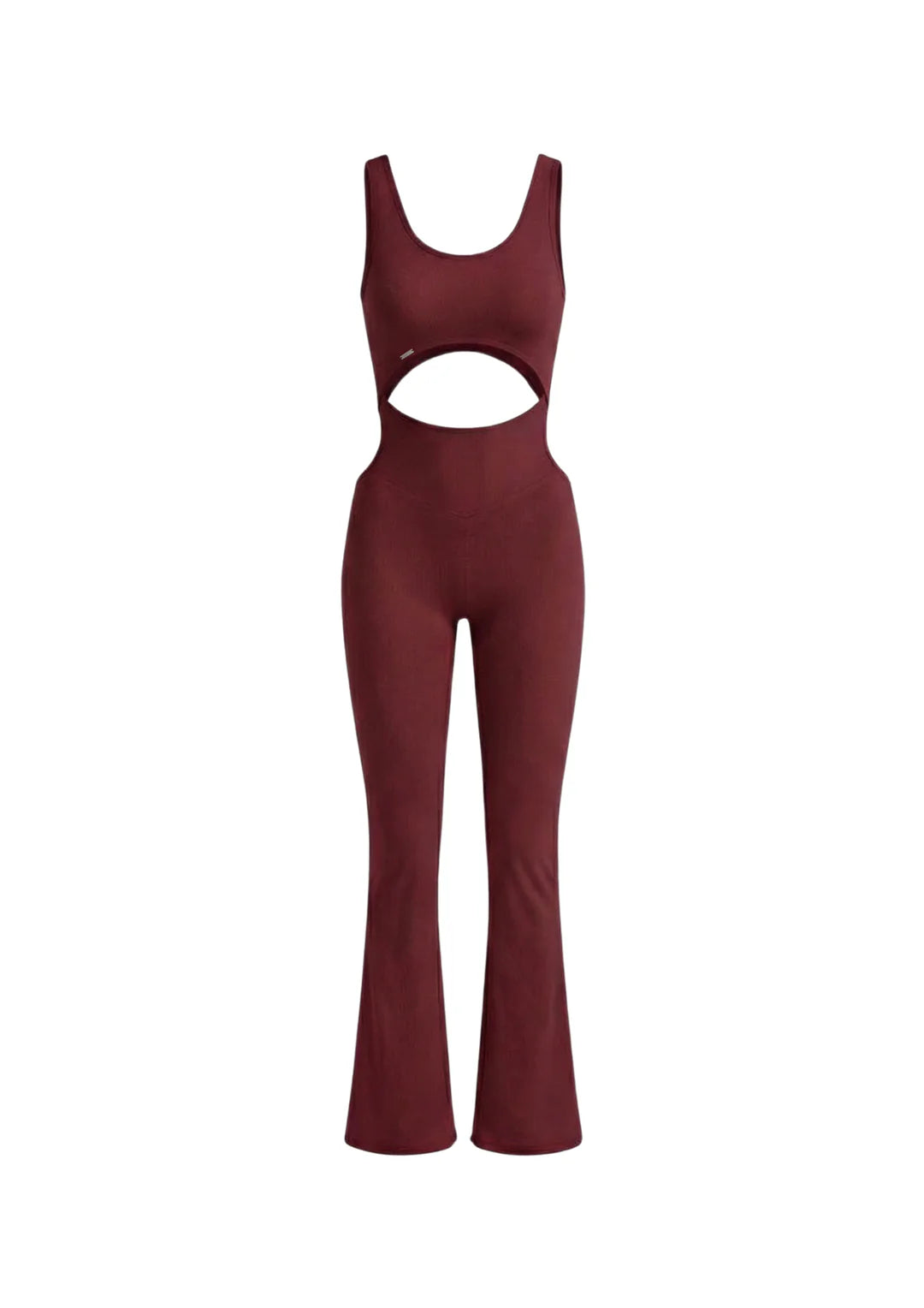 WearRame Leda Dynamic Full Body Flare Onesie in Burgundy front view