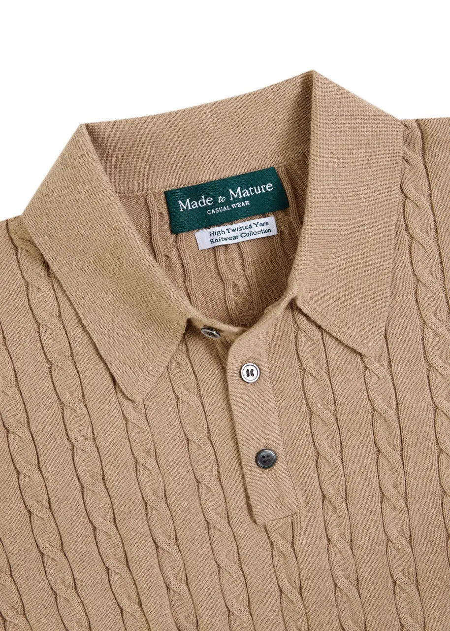 MadetoMature Cable Knitted Polo Beige