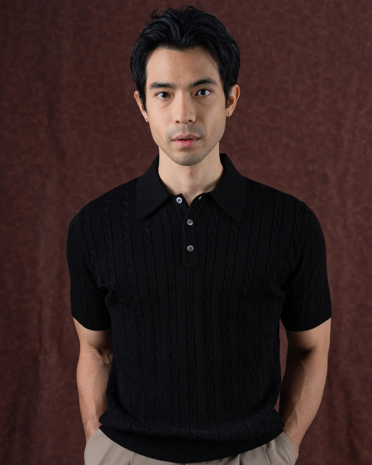 MadetoMature Cable Knitted Polo Black
