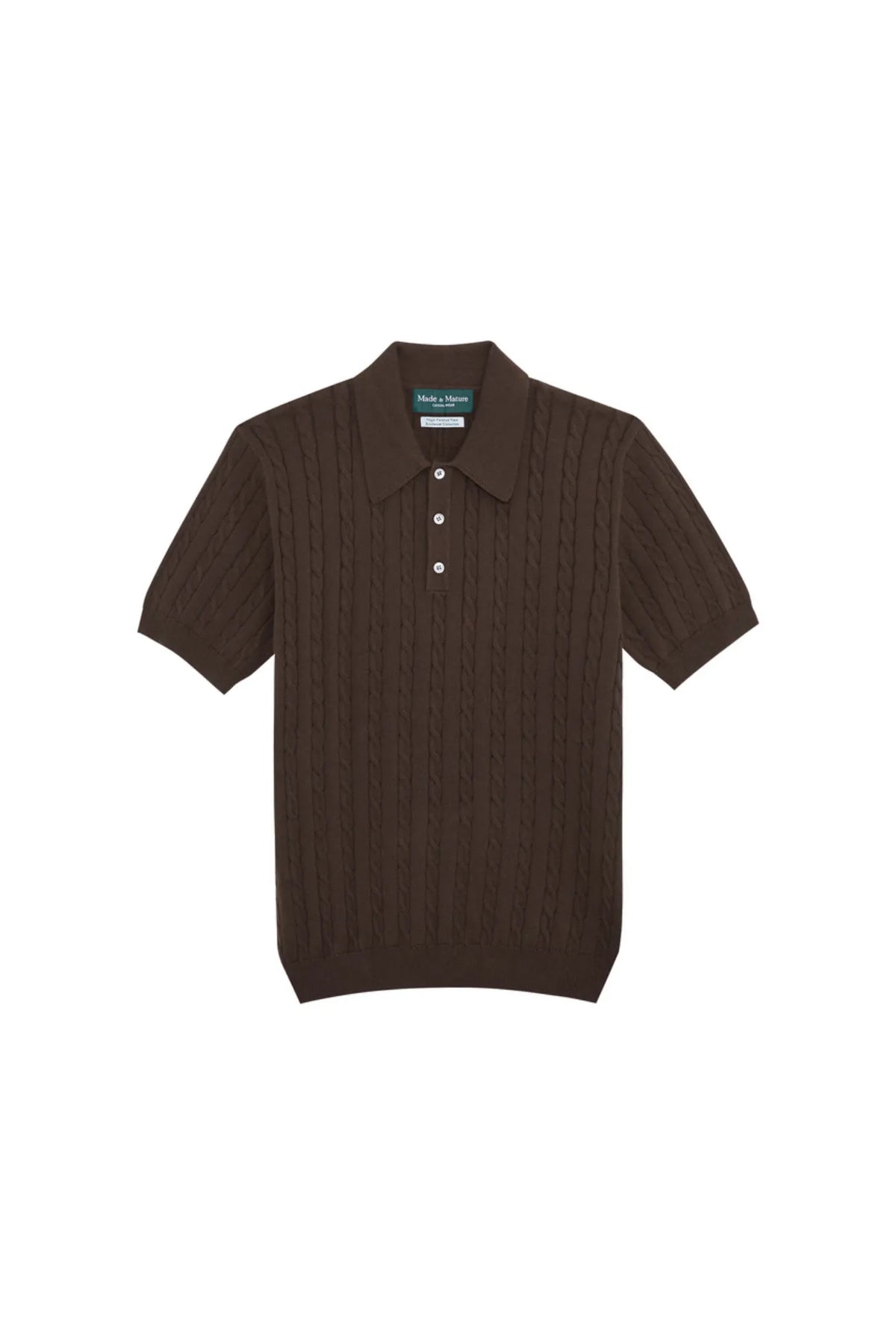 MadetoMature Cable Knitted Polo Brown