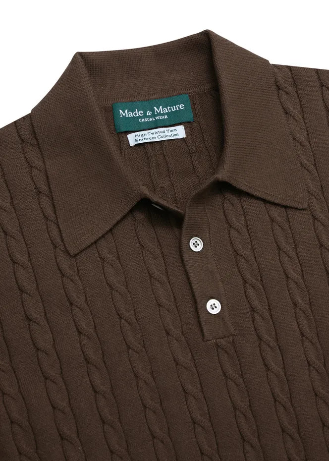 MadetoMature Cable Knitted Polo Brown