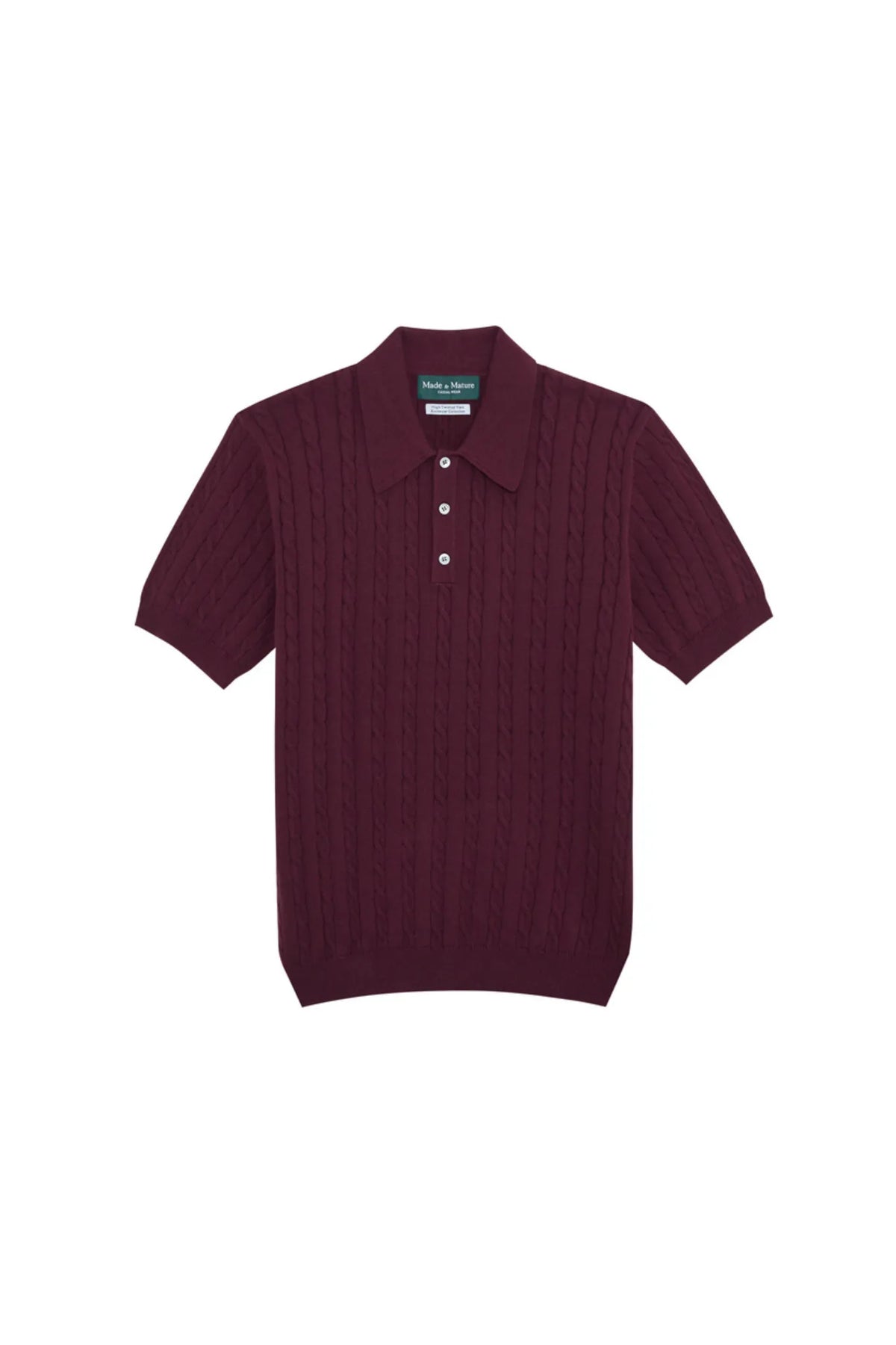 MadetoMature Cable Knitted Polo Burgundy