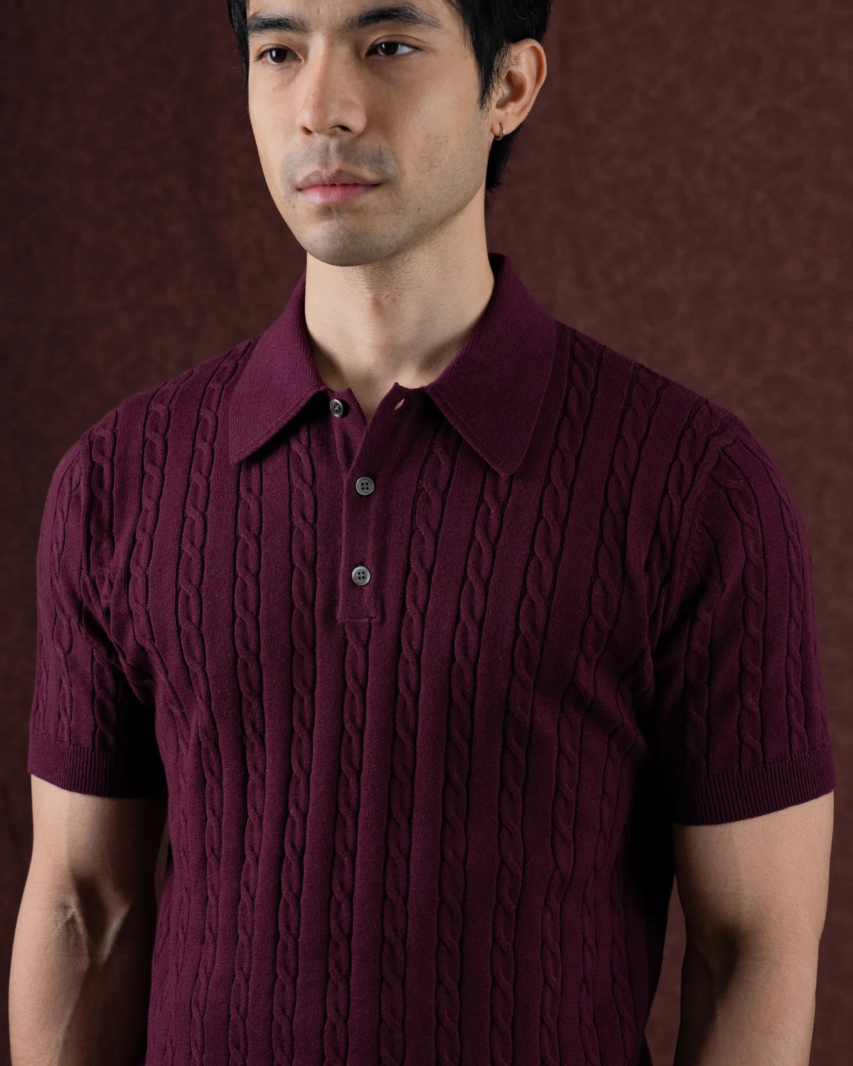 MadetoMature Cable Knitted Polo Burgundy
