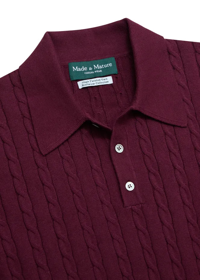 MadetoMature Cable Knitted Polo Burgundy