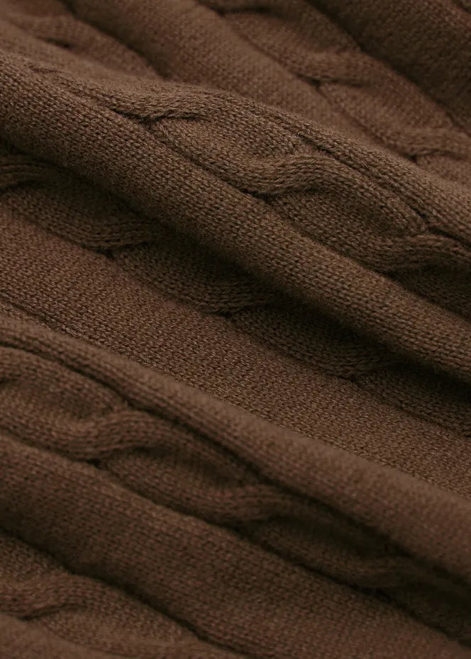 MadetoMature Cable Knitted Polo Chestnut