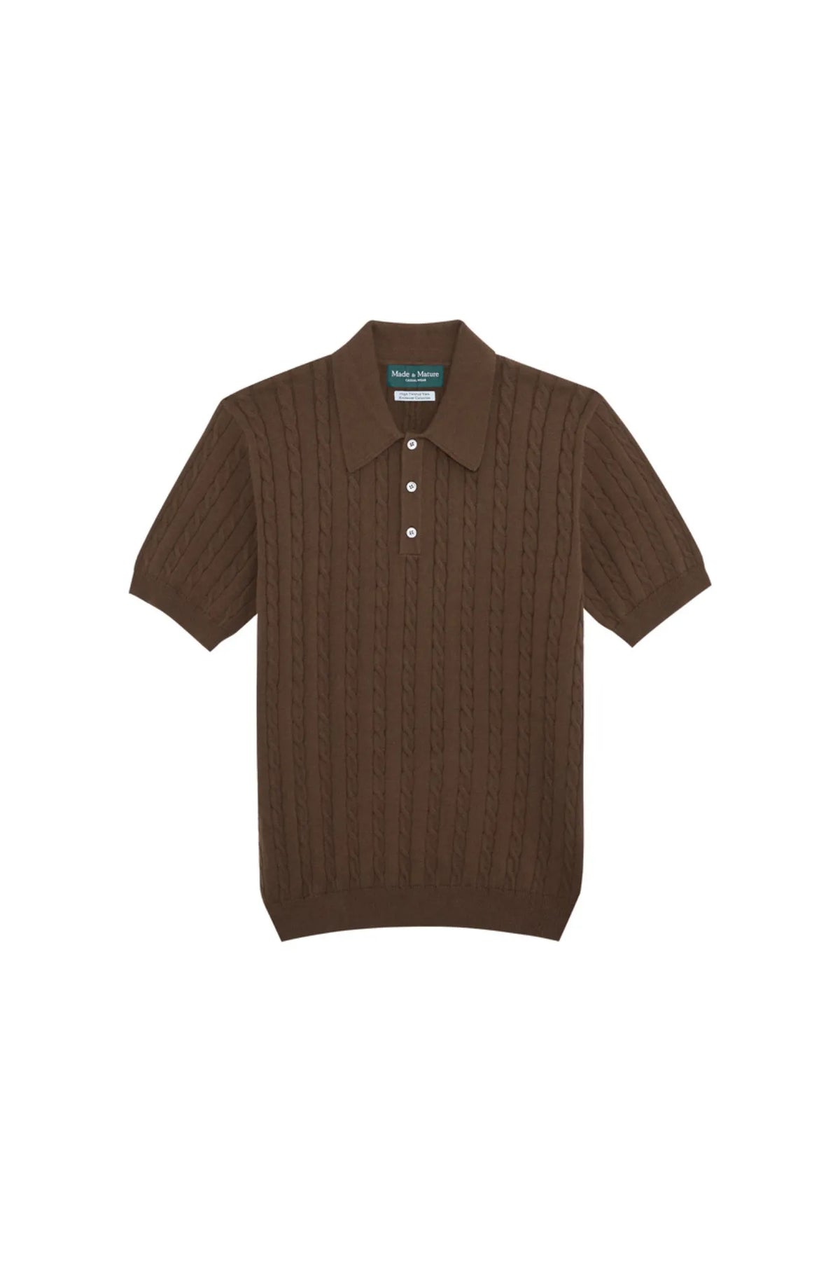 MadetoMature Cable Knitted Polo Chestnut