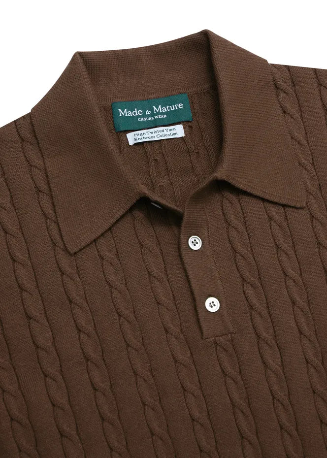 MadetoMature Cable Knitted Polo Chestnut